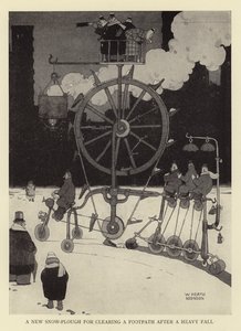 大雪の後に歩道を空けるための新しい除雪機 作： William Heath Robinson