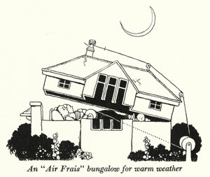 温暖な気候のためのバンガロー「エア・フレ」（リトグラフ 作： William Heath Robinson