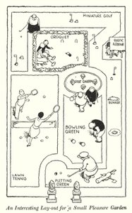 小さな遊園地のおもしろいレイアウト（リトグラフ 作： William Heath Robinson
