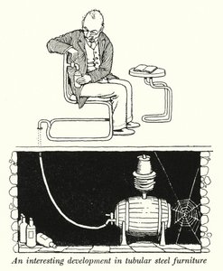 鋼管製家具の興味深い展開（リトグラフ 作： William Heath Robinson