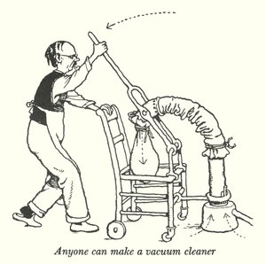 誰でも作れる掃除機(リトグラフ) 作： William Heath Robinson