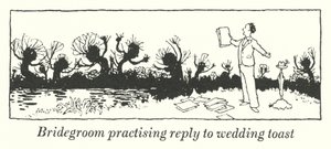 乾杯の返事を練習する花婿（リトグラフ 作： William Heath Robinson