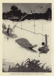 ワニを原生の沼で撮影 作： William Heath Robinson
