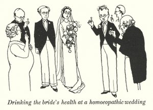 ホメオパシーの結婚式で新婦の健康を飲む（リトグラフ