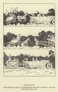 道路の悪い状態に苦しんでいる人への優しい運転手の弾力性、無関心な行動 作： William Heath Robinson