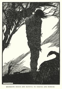 窃盗犯や強盗犯にとって、非常に忌まわしい存在であること（リトグラフ 作： William Heath Robinson