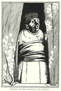 窓を間違えたのではないかと思った(エングレービング) 作： William Heath Robinson