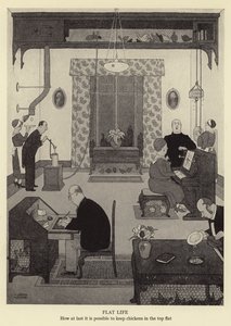 平らな生活、最後に鶏を平らに保つことがどのように可能か 作： William Heath Robinson