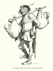 いい男、この二人の女の子はメイドさん？(litho) 作： William Heath Robinson