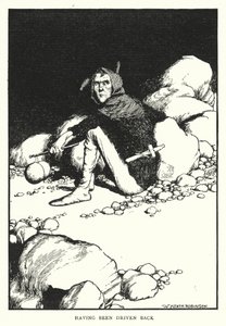 追い込まれたこと（リトグラフ 作： William Heath Robinson