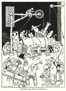 W・ヒース・ロビンソンによる「Railway Ribaldry」のイラスト（リトグラフ）。 作： William Heath Robinson