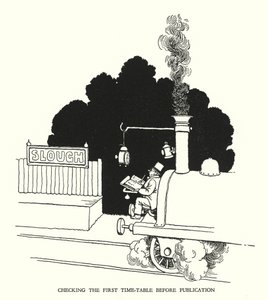 W・ヒース・ロビンソンによる「Railway Ribaldry」のイラスト（リトグラフ）。