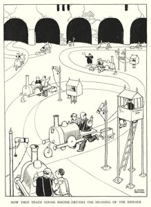 W・ヒース・ロビンソンによる「Railway Ribaldry」のイラスト（リトグラフ）。 作： William Heath Robinson