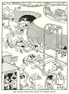 W・ヒース・ロビンソンによる「Railway Ribaldry」のイラスト（リトグラフ）。 作： William Heath Robinson