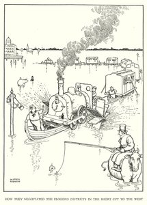 W・ヒース・ロビンソンによる「Railway Ribaldry」のイラスト（リトグラフ）。 作： William Heath Robinson