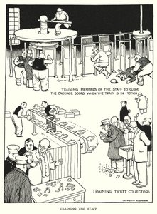 W・ヒース・ロビンソンによる「Railway Ribaldry」のイラスト（リトグラフ）。 作： William Heath Robinson