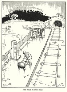 W・ヒース・ロビンソンによる「Railway Ribaldry」のイラスト（リトグラフ）。 作： William Heath Robinson