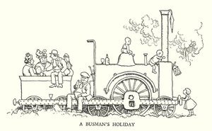 W・ヒース・ロビンソンによる「Railway Ribaldry」のイラスト（リトグラフ）。