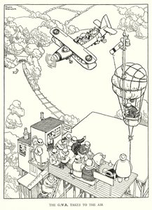 W・ヒース・ロビンソンによる「Railway Ribaldry」のイラスト（リトグラフ）。 作： William Heath Robinson