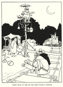 W・ヒース・ロビンソンによる「Railway Ribaldry」のイラスト（リトグラフ）。 作： William Heath Robinson