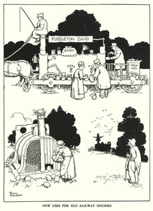 W・ヒース・ロビンソンによる「Railway Ribaldry」のイラスト（リトグラフ）。 作： William Heath Robinson