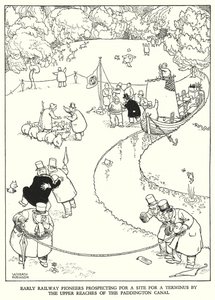 W・ヒース・ロビンソンによる「Railway Ribaldry」のイラスト（リトグラフ）。 作： William Heath Robinson