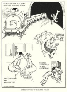 W・ヒース・ロビンソンによる「Railway Ribaldry」のイラスト（リトグラフ）。 作： William Heath Robinson