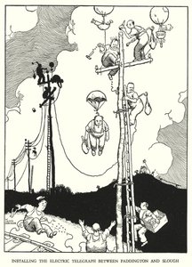 W・ヒース・ロビンソンによる「Railway Ribaldry」のイラスト（リトグラフ）。 作： William Heath Robinson