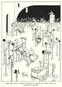 W・ヒース・ロビンソンによる「Railway Ribaldry」のイラスト（リトグラフ）。 作： William Heath Robinson