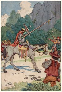 ドン・キホーテの冒険」のイラスト（カラーリトグラフ 作： William Heath Robinson