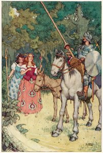 ドン・キホーテの冒険」のイラスト（カラーリトグラフ 作： William Heath Robinson