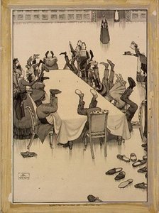 クリスマスイブにストッキングを点検する（水墨画） 作： William Heath Robinson