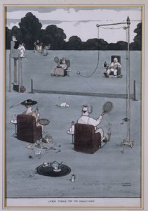 中年向けローンテニス（ペン＆インク、w - c） 作： William Heath Robinson