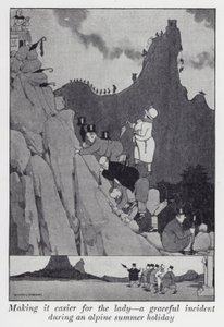 女性を楽にする、高山の夏休みに起きた優雅な出来事（リトグラフ 作： William Heath Robinson