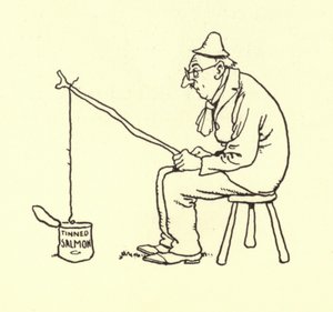 缶詰の鮭の釣り人 作： William Heath Robinson