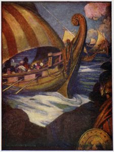 ギリシャから出航した英雄たち（カラーリトグラフ 作： William Heath Robinson