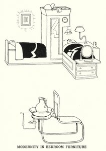ベッドルームファニチャーの現代性（リトグラフ 作： William Heath Robinson