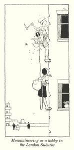 ロンドン郊外での趣味の登山（リトグラフ 作： William Heath Robinson