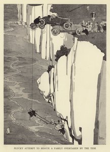 波に追い抜かれた家族を救うための幸運な試み 作： William Heath Robinson
