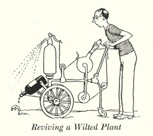 枯れた植物を蘇らせる（リトグラフ 作： William Heath Robinson
