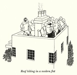 近代的なアパートでのルーフハイク（リトグラフ 作： William Heath Robinson