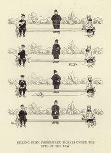 法の下でのアイルランド懸賞券の販売 作： William Heath Robinson