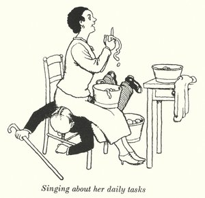 日々の仕事を歌いながら（リトグラフ 作： William Heath Robinson