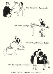 便利なガーデングッズ（リトグラフ 作： William Heath Robinson
