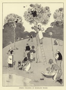 ハイゲートの森での春の大掃除 作： William Heath Robinson
