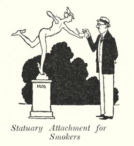喫煙者のための彫像アタッチメント（リトグラフ 作： William Heath Robinson
