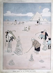南国の夏のトラブル-サハラ砂漠のゴルフ場でのスネークキャスト (ペン、インク、水彩) 作： William Heath Robinson