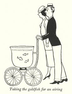 金魚を干す様子（リトグラフ 作： William Heath Robinson