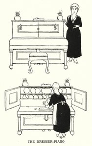 ザ・ドレッサー・ピアノ（リトグラフ 作： William Heath Robinson