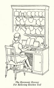 ハーモニック・ドレッサーでキッチンの手間を省く（リトグラフ 作： William Heath Robinson